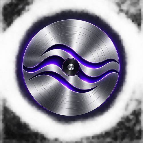 STANWAVE chrome record with electric violet soundwaves